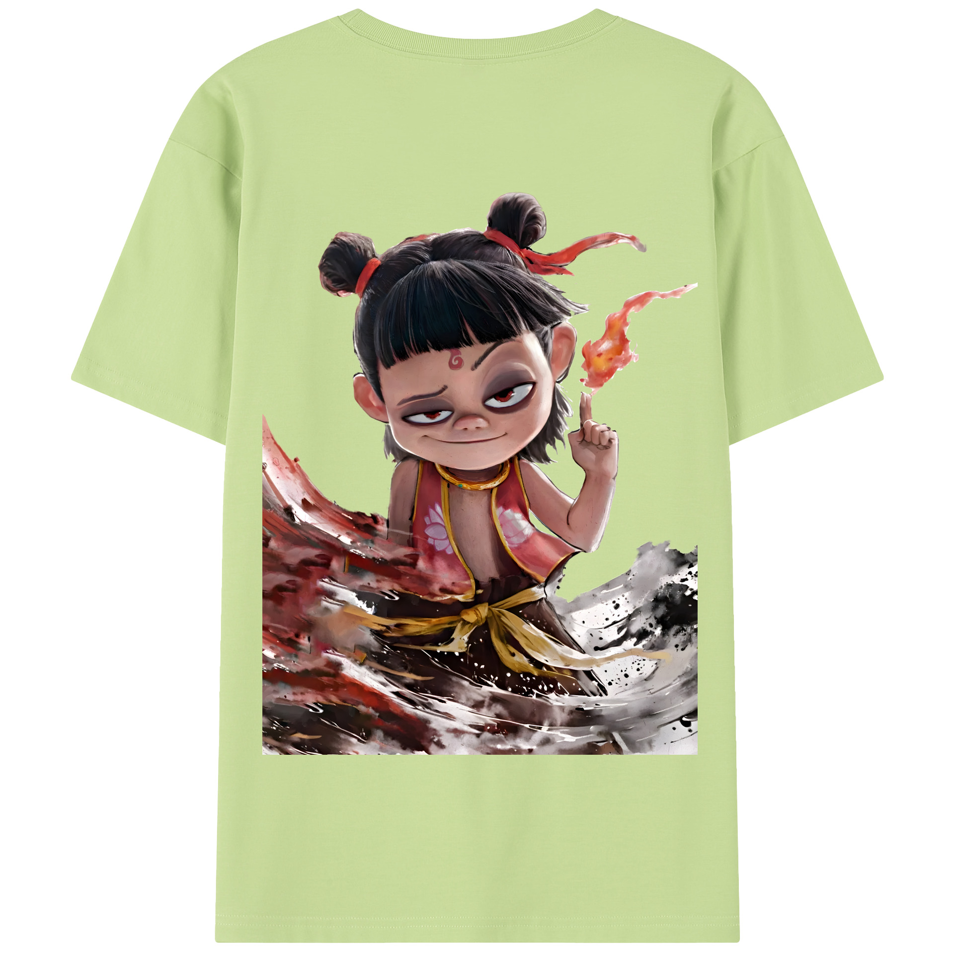 （画像用） Ne Zha 2 ナタ 魔童の大暴れ 綿100％半袖Tシャツ（背面プリント）